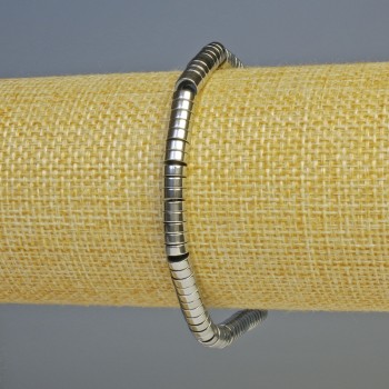 Brățară din hematit rondel, culoare argintiu, diametru 5×2 mm, lungime 18 cm, elastică