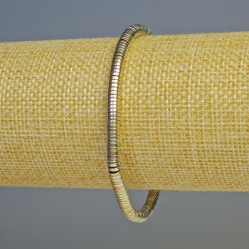 Brățară din hematit, rondele roz-argintii, diametrul 4x1 mm, lungime 18 cm, pe bază elastică