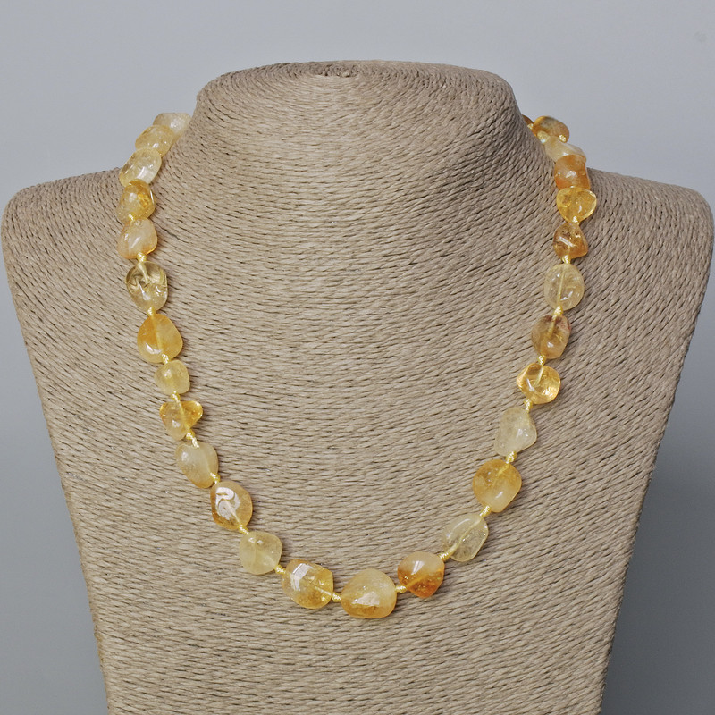 Colier din citrin natural, mărgele tăiate, diametrul 12×11 mm, lungime 50 cm
