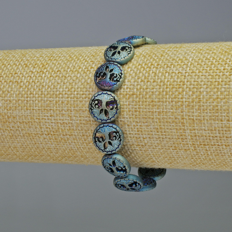 Brățară hematit „Arbore” culoare chameleon mată, diametru 12,5×4,5 mm, lungime 18 cm, extensibilă