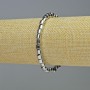 Brățară din hematit, cilindri argintii, diametru aproximativ 5×5 mm, lungime 18 cm, pe bandă elastică