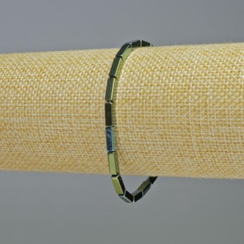 Brățară hematit dreptunghiulară, culoare verde camaleon, mărgele de 9x3 mm, lungime 18 cm, elastică