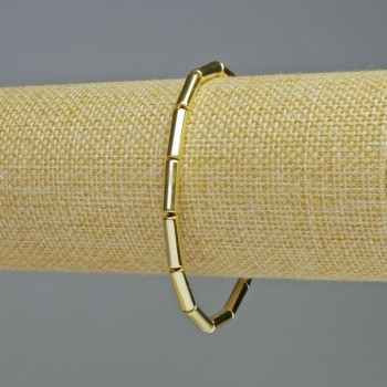 Brățară din hematit cilindric, culoare aur deschis, diametrul 13×4 mm, lungimea 18 cm, elastică