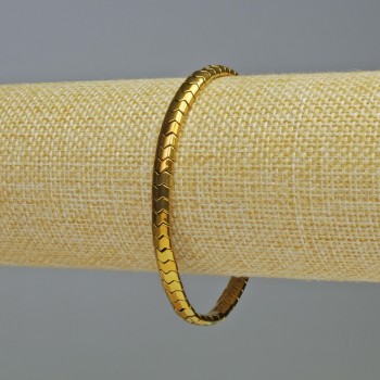 Браслет Гематит змійка зігзаг хвиля колір золото, діаметр 5х4х3мм+-, довжина 18см+- стрейч