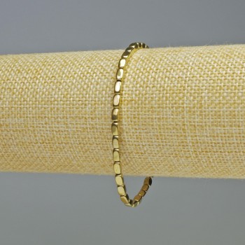 Brățară din hematit, formă ovală dreptunghiulară, culoare aurie, diametrul 3x5 mm, lungime 18 cm, pe elastic