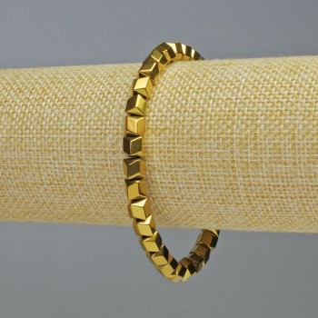 Brățară din hematit cu hexagoane în zigzag, culoare auriu, diametru 6×6 mm, lungime 18 cm, elastic