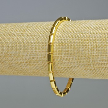 Brățară hematit dreptunghi rotunjit, culoare aurie, diametru 8x4 mm, lungime 18 cm, elastic