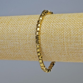 Brățară din hematit cu cuburi, culoare aur închis, diametru 4×4 mm, lungime 18 cm, elastică
