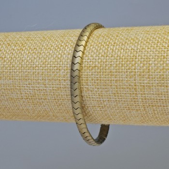 Brățară din hematit în formă de șarpe, model zig-zag, culoare bronz mat, diametru 5×4×3 mm, lungime 18 cm, extensibilă