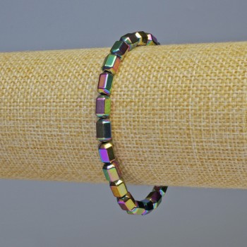 Brățară din hematit cu hexagoane multicolore, diametrul 5x8 mm, lungime 18 cm, extensibilă