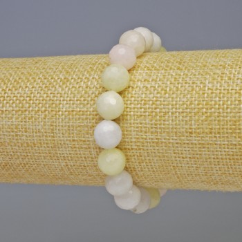 Браслет Морганит натуральний камінь гранована кулька, діаметр 10мм+-, довжина 18см+- стрейч