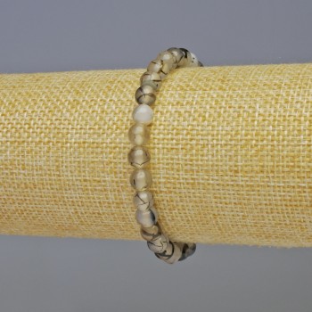 Brățară din agat Venele Dragonului, mărgele netede de 6 mm, lungime 18 cm, elastic