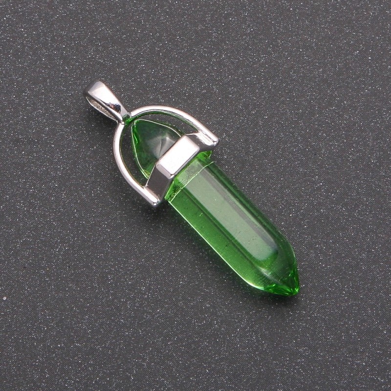 Pandantiv hexagonal verde 8x35x41 mm