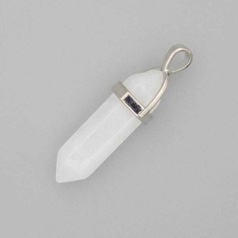 Pandantiv din cuarț alb, hexagonal, 4 cm