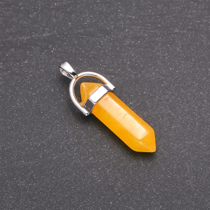 Pandantiv hexagonal din piatră Citrin (artificial) 39×32×9 mm
