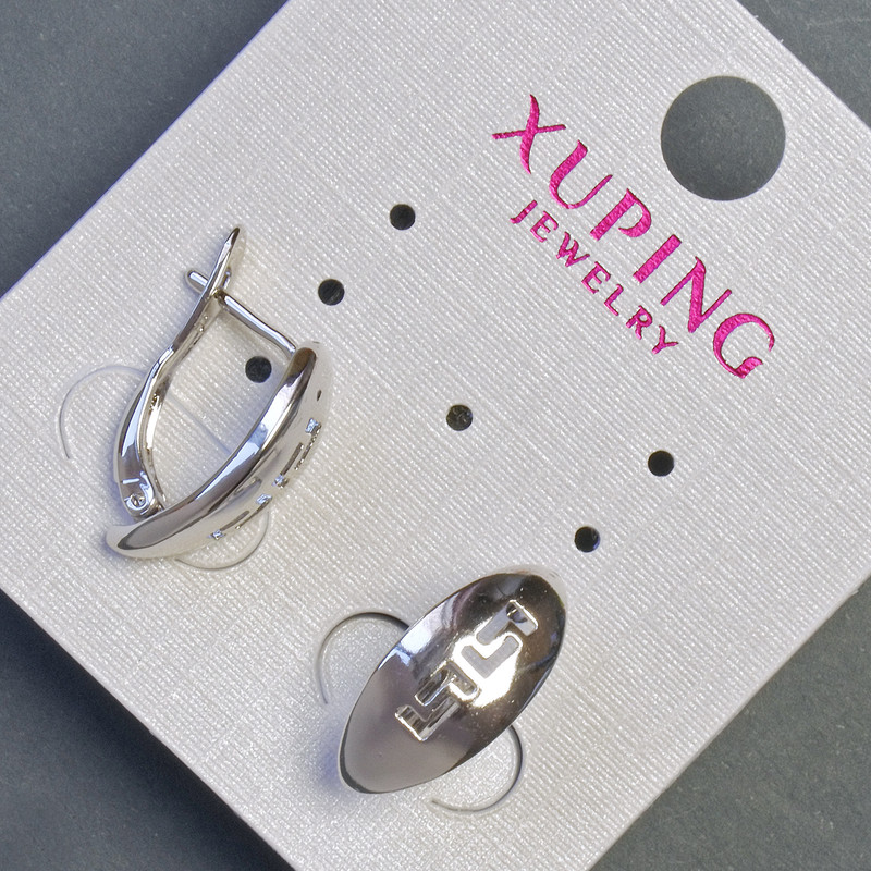 Cercei Xuping, lungime 17 mm, grosime 7 mm, rodiu