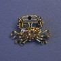 Broșă crab maro email cu metal auriu 23x30 mm