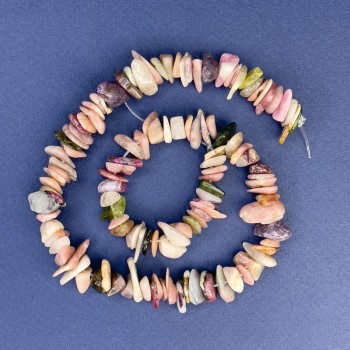 Mărgele de turmalin pe șnur, piatră naturală mărunțită, diametrul 10–14×3 mm +