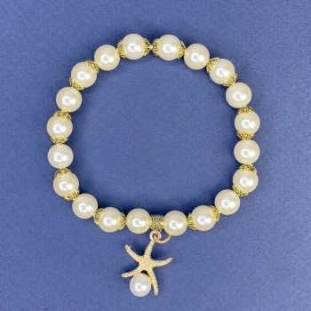 Brățară albă Mallorca acrilic, diametru 8 mm, lungime 113 cm, lungime 18 cm, elastică