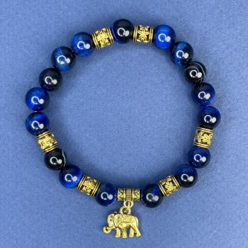 Браслет Котяче Око гладка кулька 8мм+-з металевими вставками, довжина 18см+- стрейч