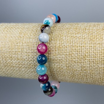 Brățară din agat sub formă de bile lucioase 8 mm, lungime 18 cm, elastică