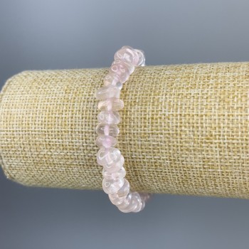 Brățară din cuarț roz, fragmente de 9×4 mm, lungime 18 cm, elastică