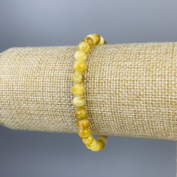 Brățară din jadeit cu mărgele facetate de 6 mm, lungime 18 cm, extensibilă