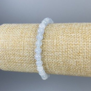 Brățară din acvamarin, mărgele tăiate, diametrul 6 mm, lungime 18 cm, elastic