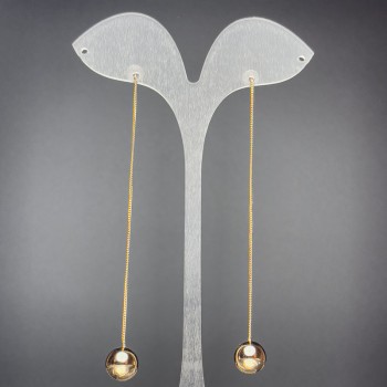 Cercei cu știft Xuping, bilă cu lanț, diametrul de 10,5 mm, lungimea de 10 cm, placare cu aur 18K