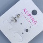 Cercei stud Xuping cu piatră neagră de aproximativ 3 mm, rodiu