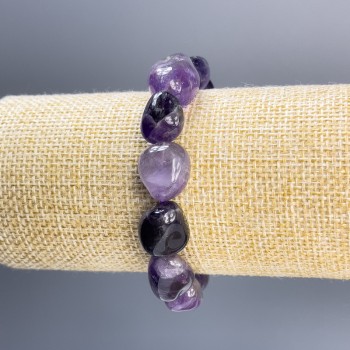 Brățară din ametist tăiat cu fațete, diametrele 18x12 mm ±, 12x11 mm ±, lungime 18 cm, pe elastic