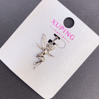 Pandantiv Xuping Zână cu cristale albe, diametrul aproximativ de 14 mm, lungimea aproximativă de 27 mm, placare cu rodiu