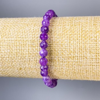 Brățară din sugilit, bile facetate, diametru 6 mm, lungime 18 cm, elastică