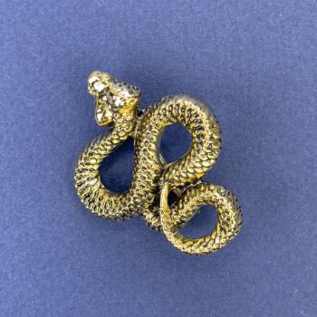 Broșă-pendul Șarpe, metal auriu 40×31 mm +