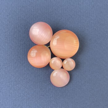 Broșă-pendentă «Accent» cu ochi roz de pisică, metal auriu, 33x43mm