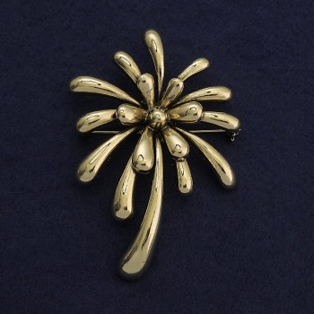 Broșă Floarea Crizantemă, metal auriu, 55x81 mm+