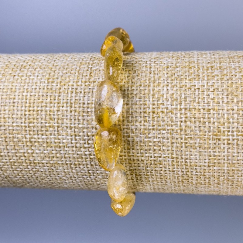 Brățară din citrin natural, fațetată, diametrul 10-14×6-8 mm, lungime 18 cm, pe bază elastică