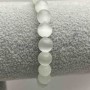Brățară din ochi de pisică albă, cu mărgele netede, diametru 8 mm, lungime 18 cm (elastică)