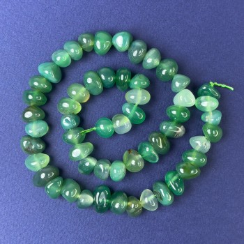 Mărgele din agat verde, fațetate, 10x7 mm, pe șnur, lungime aproximativă 40 cm+