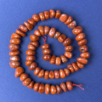 Mărgele din jasper roșu tăiate, 10×6 mm, pe șnur, lungime 40 cm