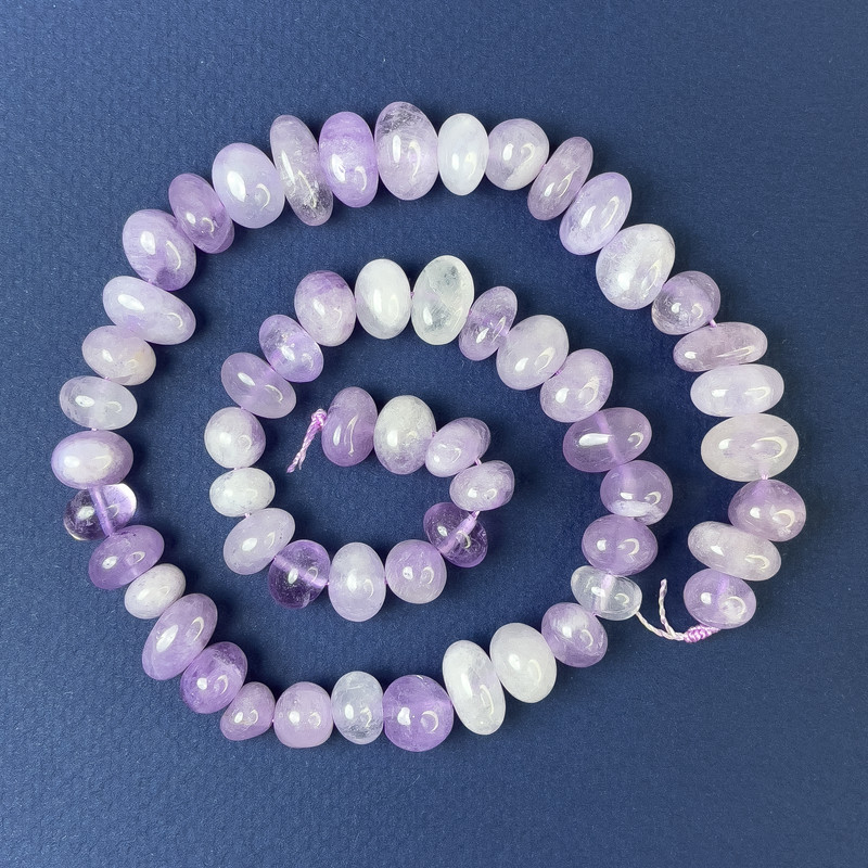 Mărgele de ametist șlefuite, formă de galet, 10–13×6 mm, pe șnur, lungime 40 cm+