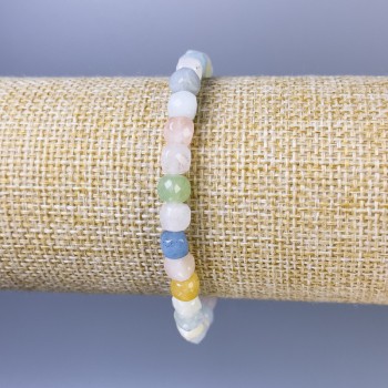 Brățară din Morganit, fațetată în cub, diametrul 6 mm, lungime 18 cm, elastică