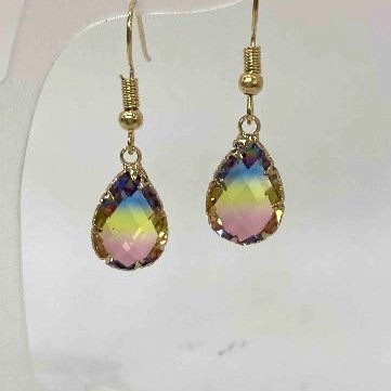 Cercei în formă de picătură, multicolori, diametrul 10 mm, lungimea 34 mm