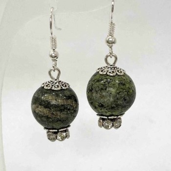 Cercei din serpentină, bilă netedă, diametrul 14 mm, lungimea 38 mm