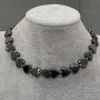 Colier-choker din hematit în formă de inimă, diametrul 12 mm ±, cu inserții metalice de 3 mm ± și închizătoare Tolg, lungime 38 cm ±, lanț prelungitor
