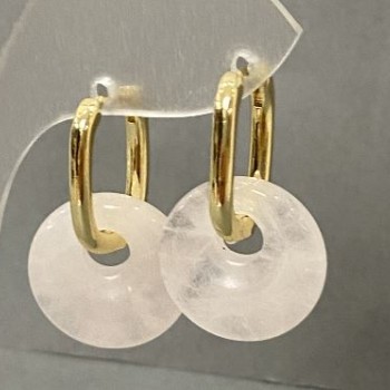 Cercei cu cristal de munte, diametrul 15 mm ±, lungimea 27 mm ±