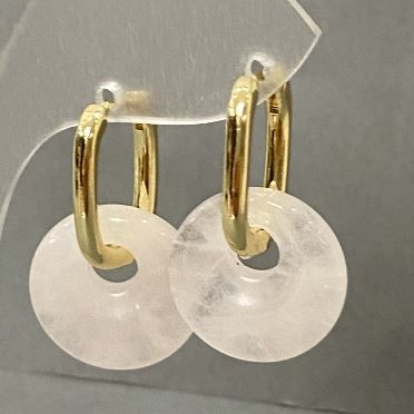 Cercei cu cristal de munte, diametrul 15 mm ±, lungimea 27 mm ±