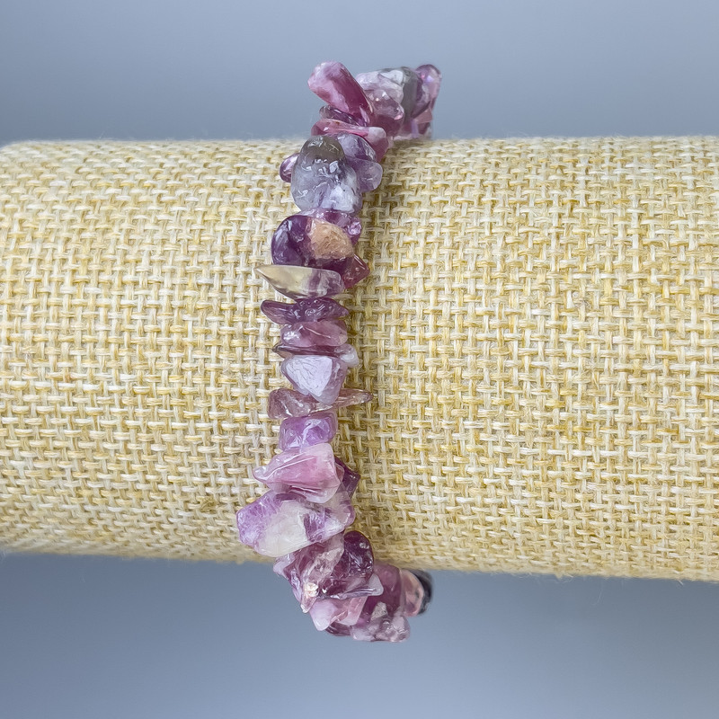 Brățară cu bucăți de turmalin, diametru 10×2 mm, lungime 18 cm, pe bandă elastică