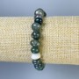 Brățară din agat mușchi, mărgele facetate, diametrul 8–10×7 mm, lungime 18 cm, pe elastic
