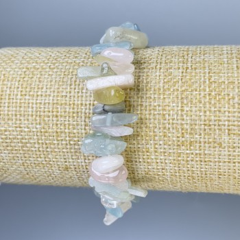 Brățară din Morganit – fragmente de piatră, diametru 9-15×3-6 mm, lungime 18 cm, elastic